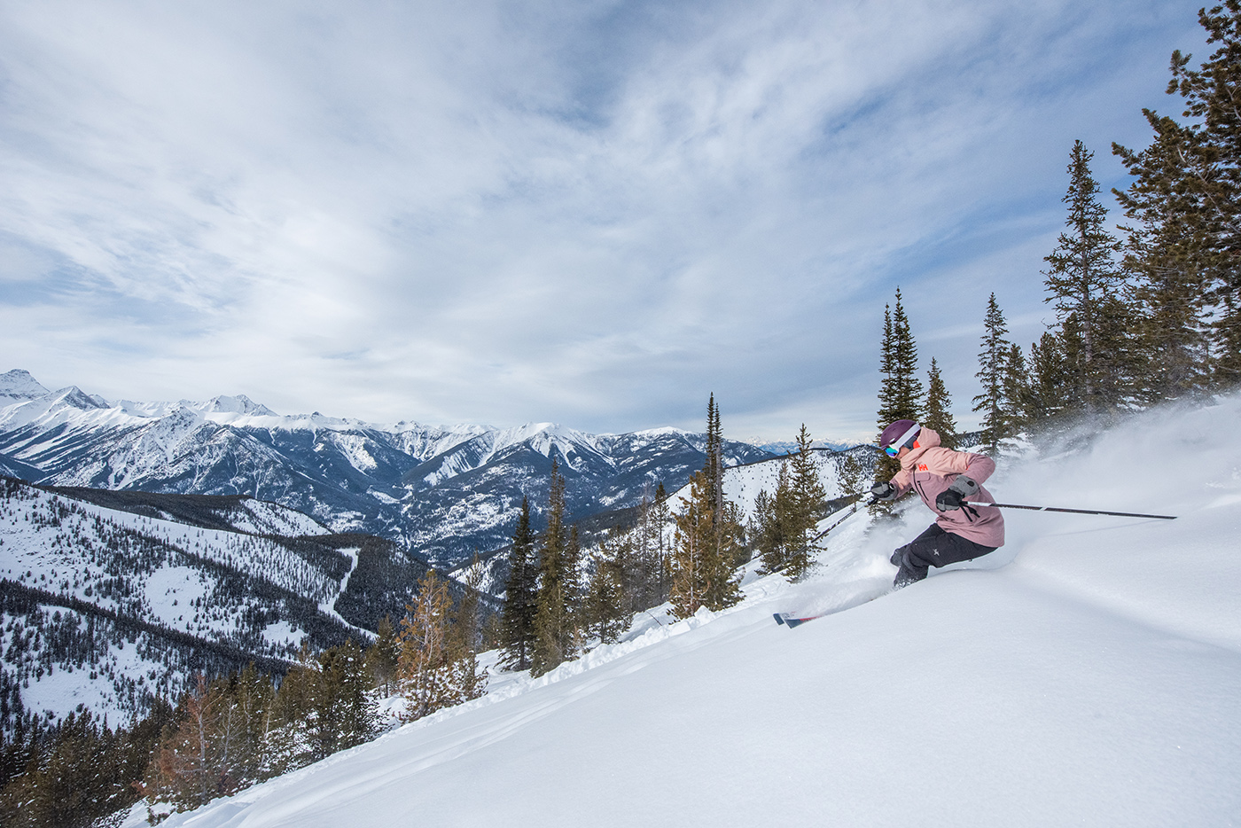 pro skier cliff jump, extreme skiing, winter mountain panorama